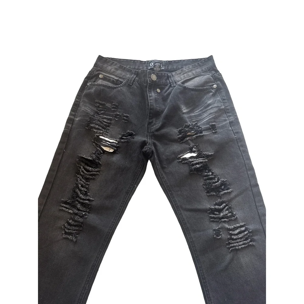Outback Rider Black Distressed Jeans Sz 34x32 Cotton Blend Denim Classic Comfort